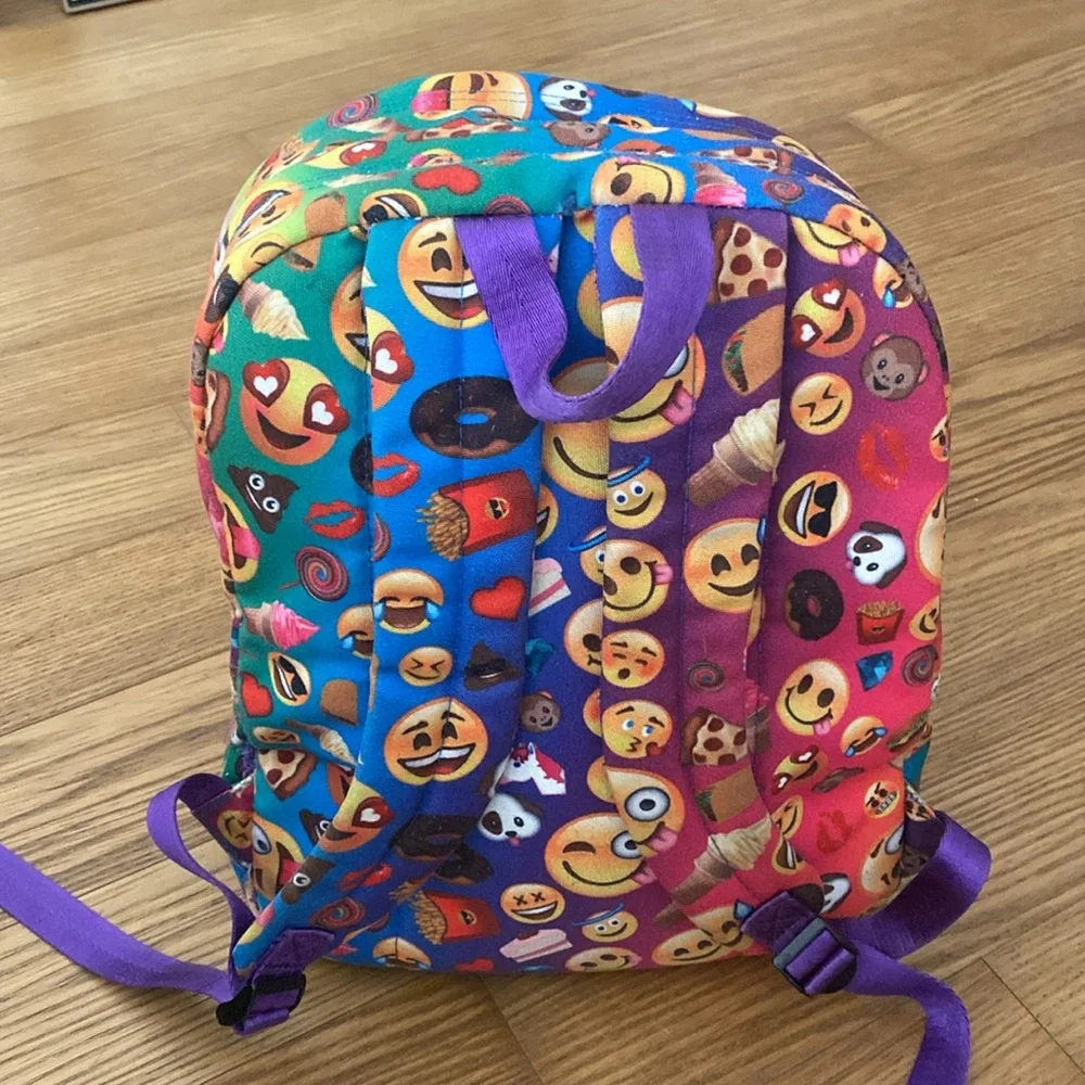 Top Trenz Girl Emoji Multicolor Full Size School Backpack